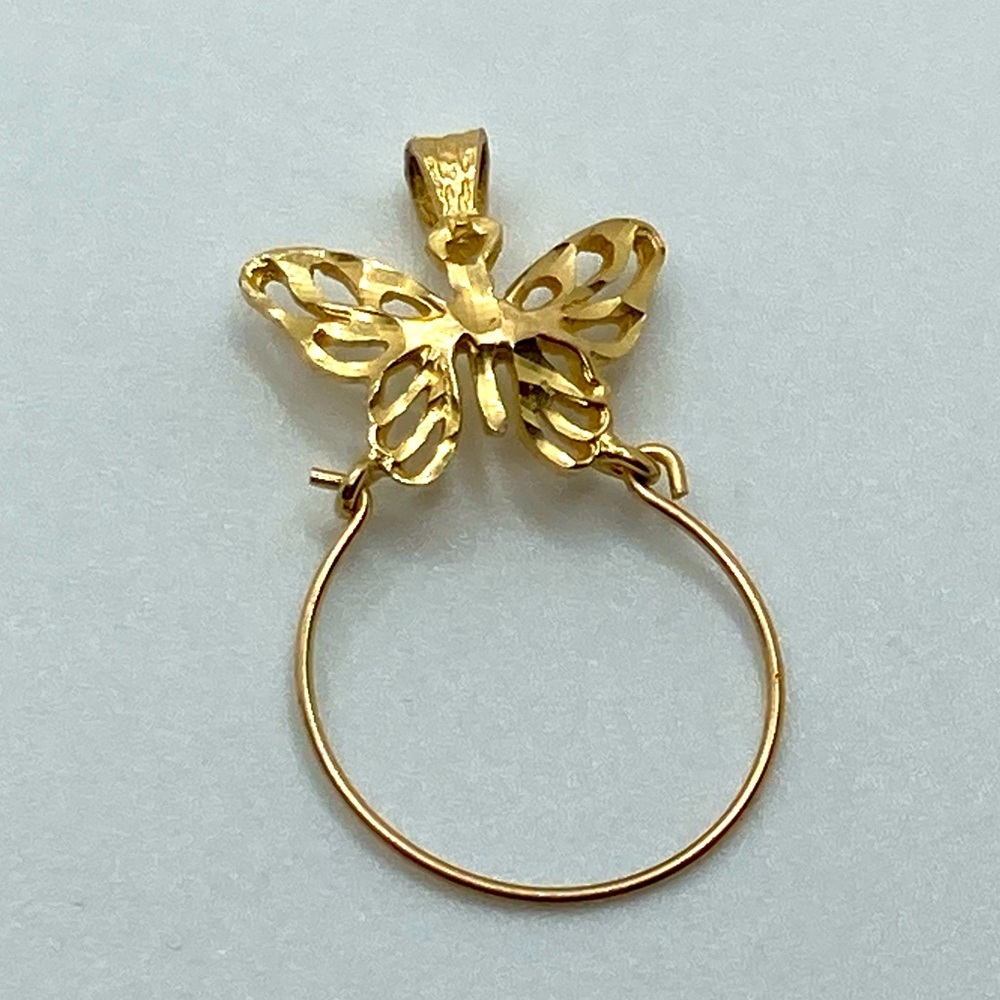 Vtg 10k Yellow Gold Filigree Butterfly Design Charm Holder Pendant / 1.2”